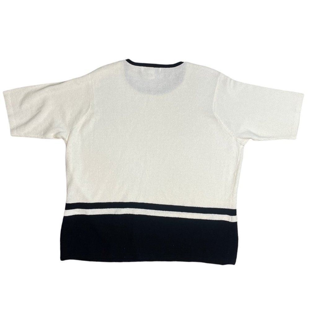 Vintage August Max Woman Cardigan Short Sleeve Top Set Off White Black Size X - Picture 6 of 13